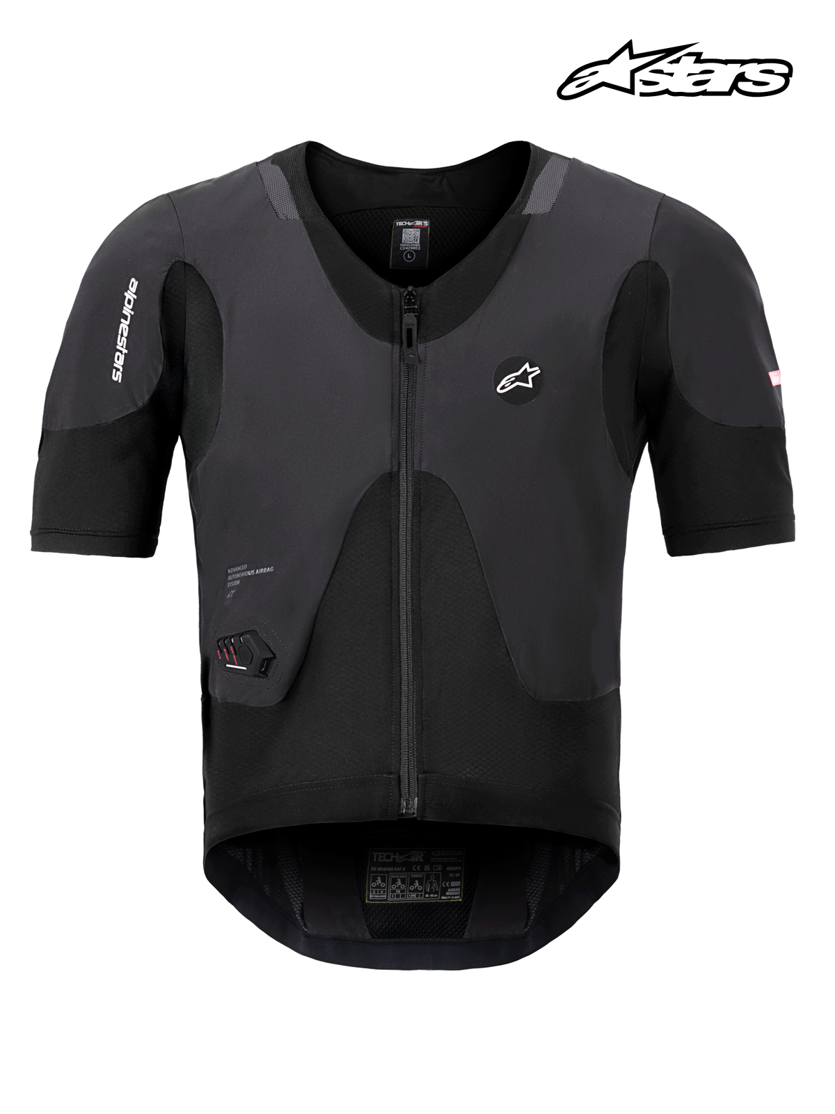 Alpinestars Airbag Tech-Air® 5 Plasma, airbag da moto sotto giacca, nero, protezione parte superiore del corpo certificata CE con mesh elasticizzato monostrato e paraschiena integrato, vista frontale