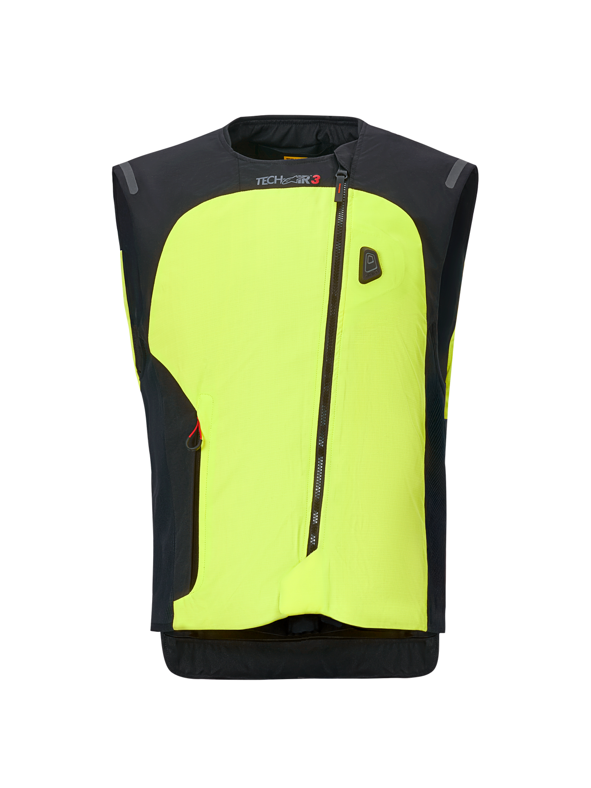 Alpinestars Tech-Air 3 V2 System, gilet airbag da moto, giallo neon e nero, con design a cerniera diagonale, sistema di protezione elettronico autonomo e struttura moderna ed elegante per uso stradale
