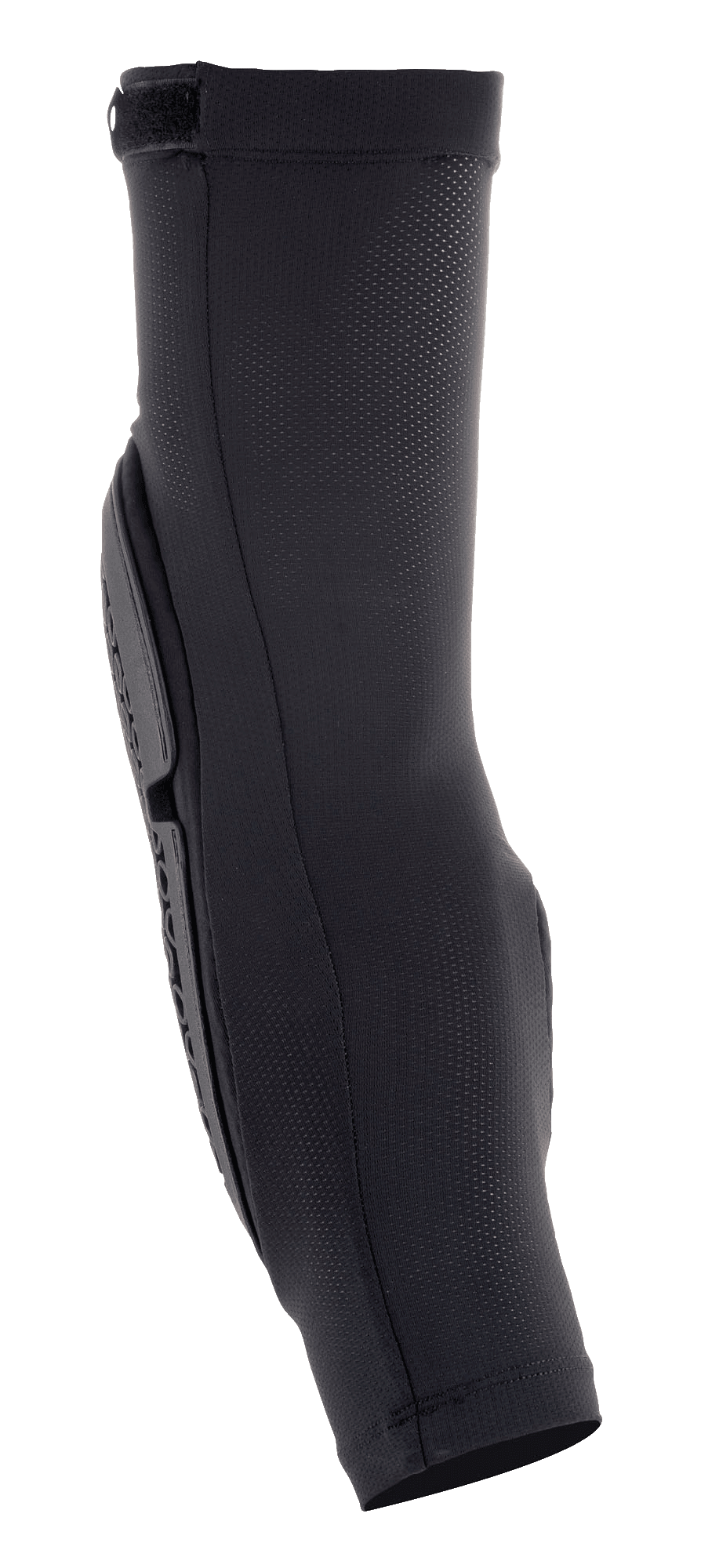Gomitiera Alpinestars Bionic Flex, protezione gomito motocross, nero, vista di profilo laterale, manica in rete elastica traspirante, piastra protettiva dal profilo ergonomico, design slip-on per protezione dagli impatti