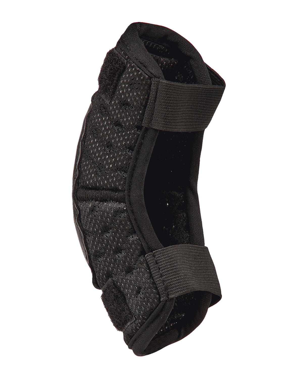 Alpinestars Youth Bionic Action Kickstart Elbow Guard, protezione per gomiti da motocross, nero, vista di profilo con doppie cinghie elasticizzate e imbottitura traforata flessibile, equipaggiamento protettivo resistente per bambini per il fuoristrada