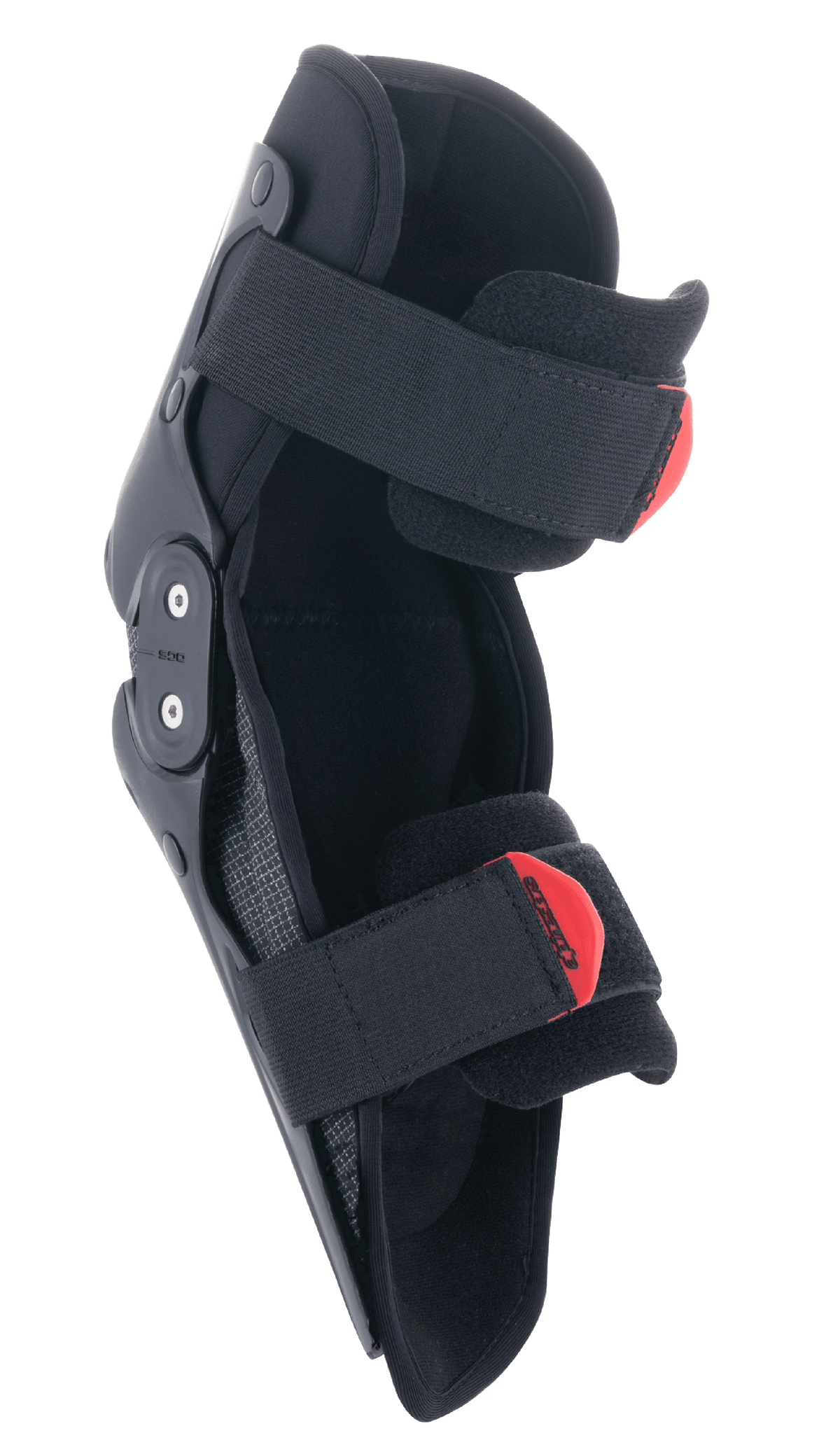 Alpinestars Ginocchiere SX-1 Ragazzo, protezione ginocchio da motocross, nero e rosso, con sistema a doppio perno e sistema a doppia cinghia regolabile con linguette rosse, protezione leggera e resistente per giovani piloti off-road