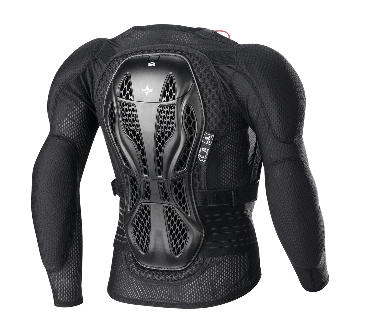 Alpinestars Youth Bionic Action V2 Protection Jacket, nero, vista posteriore, con paraschiena a tripla sezione con tecnologia Cell, tessuto in rete altamente ventilato, protezioni integrate per spalle e gomiti, equipaggiamento protettivo per fuoristrada per ragazzi