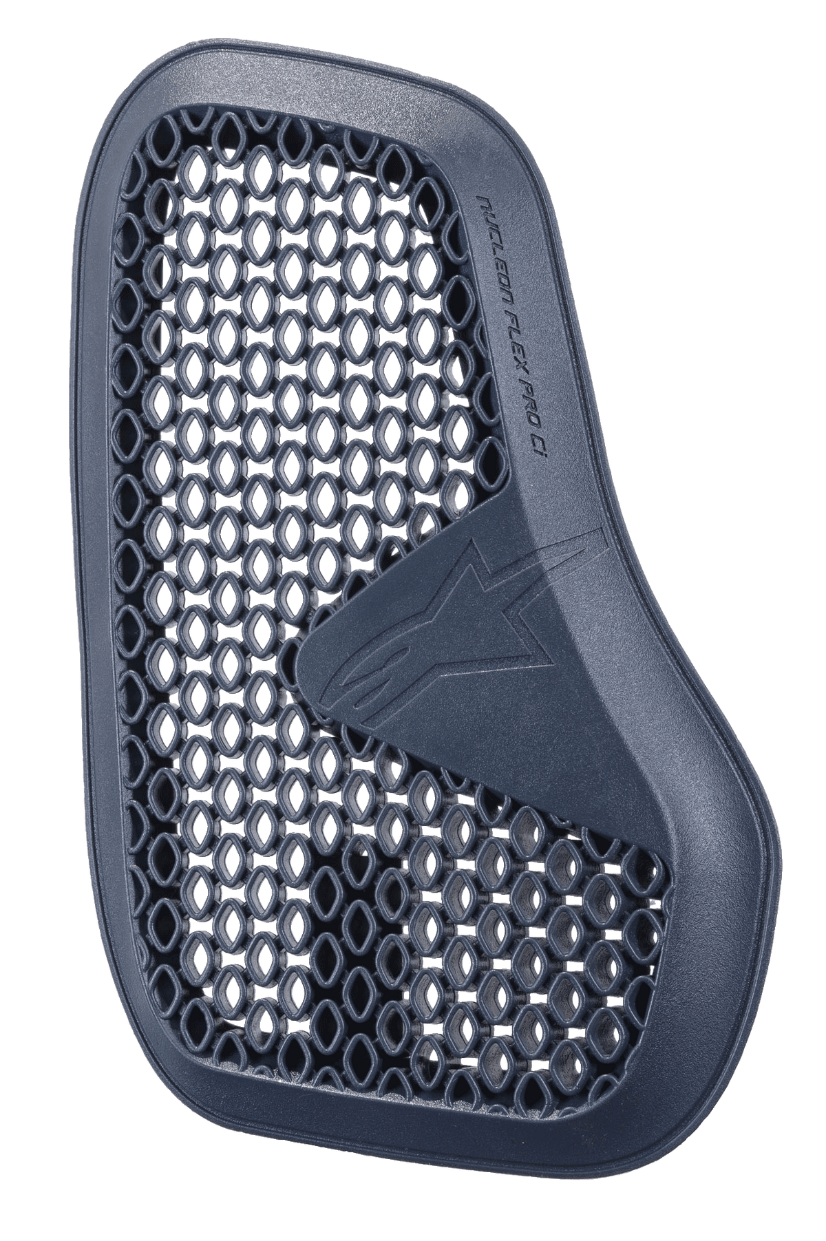 Alpinestars Nucleon Flex Pro Ci Protector, protezione toracica da moto grigio antracite, componente sinistro di un set diviso, microstruttura a nido d'ape per ventilazione e assorbimento dell'energia, logo Alpinestars in rilievo, design ergonomico leggero