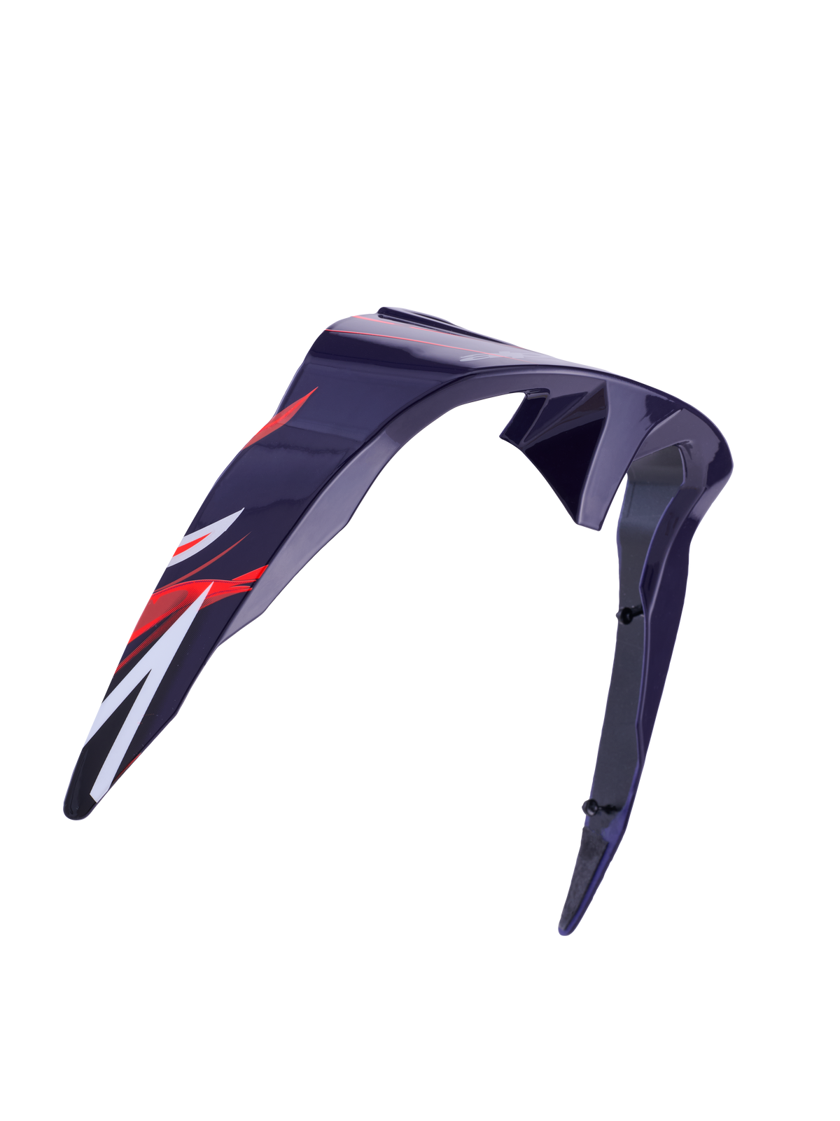 Alpinestars Supertech R10 Flyte Standard Spoiler, accessorio per casco, viola rosso lucido, design aerodinamico curvo con grafiche rosse e bianche, finitura lucida, ricambio ufficiale