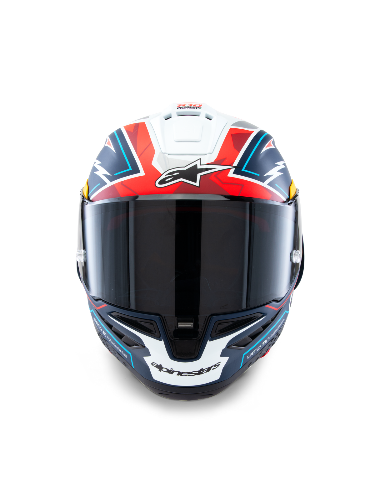 Alpinestars Casco Supertech R10 Acosta Edizione Limitata, casco integrale da moto racing, blu, rosso e bianco, certificato ECE 22.06, DOT e FIM, calotta in carbonio