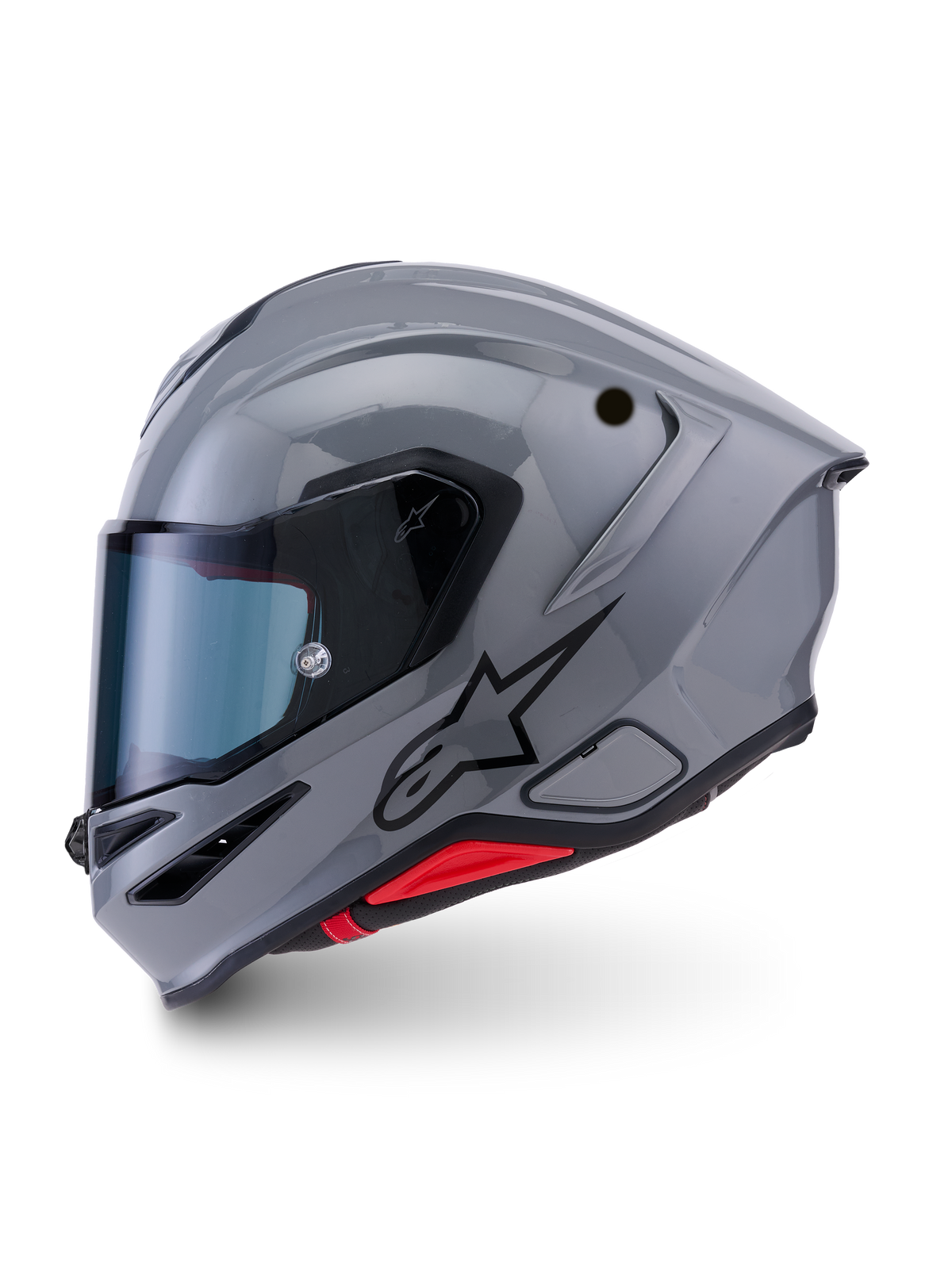 Alpinestars Casco S-R7 Solid ECE 22.06, casco da moto grigio lucido con visiera oscurata, calotta aerodinamica in composito di carbonio e logo A-star nero sul lato