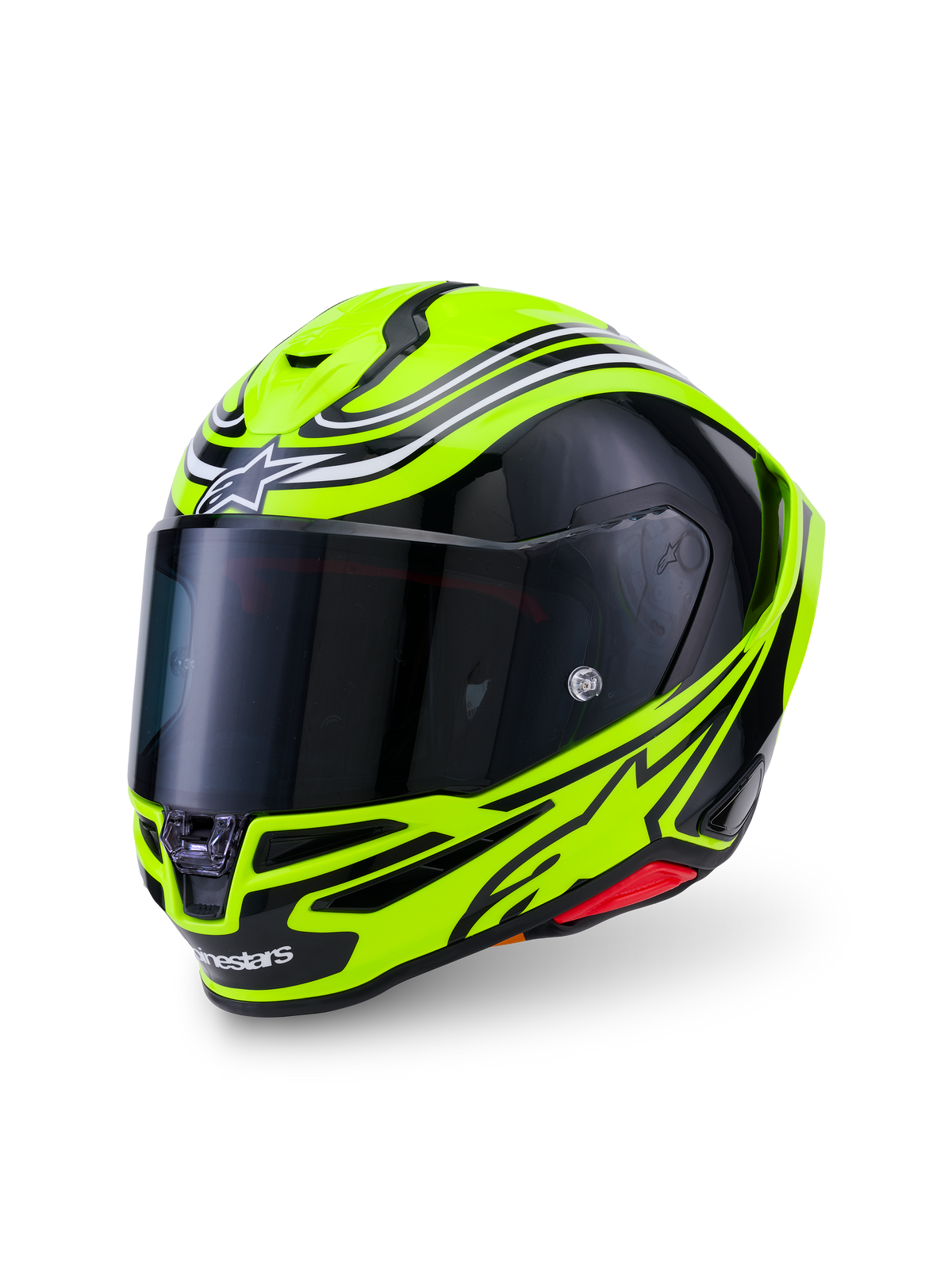 Alpinestars Casco S-R7 Zeal ECE 22.06, casco integrale da moto racing, giallo fluo, nero e bianco, struttura in carbonio con visiera trasparente