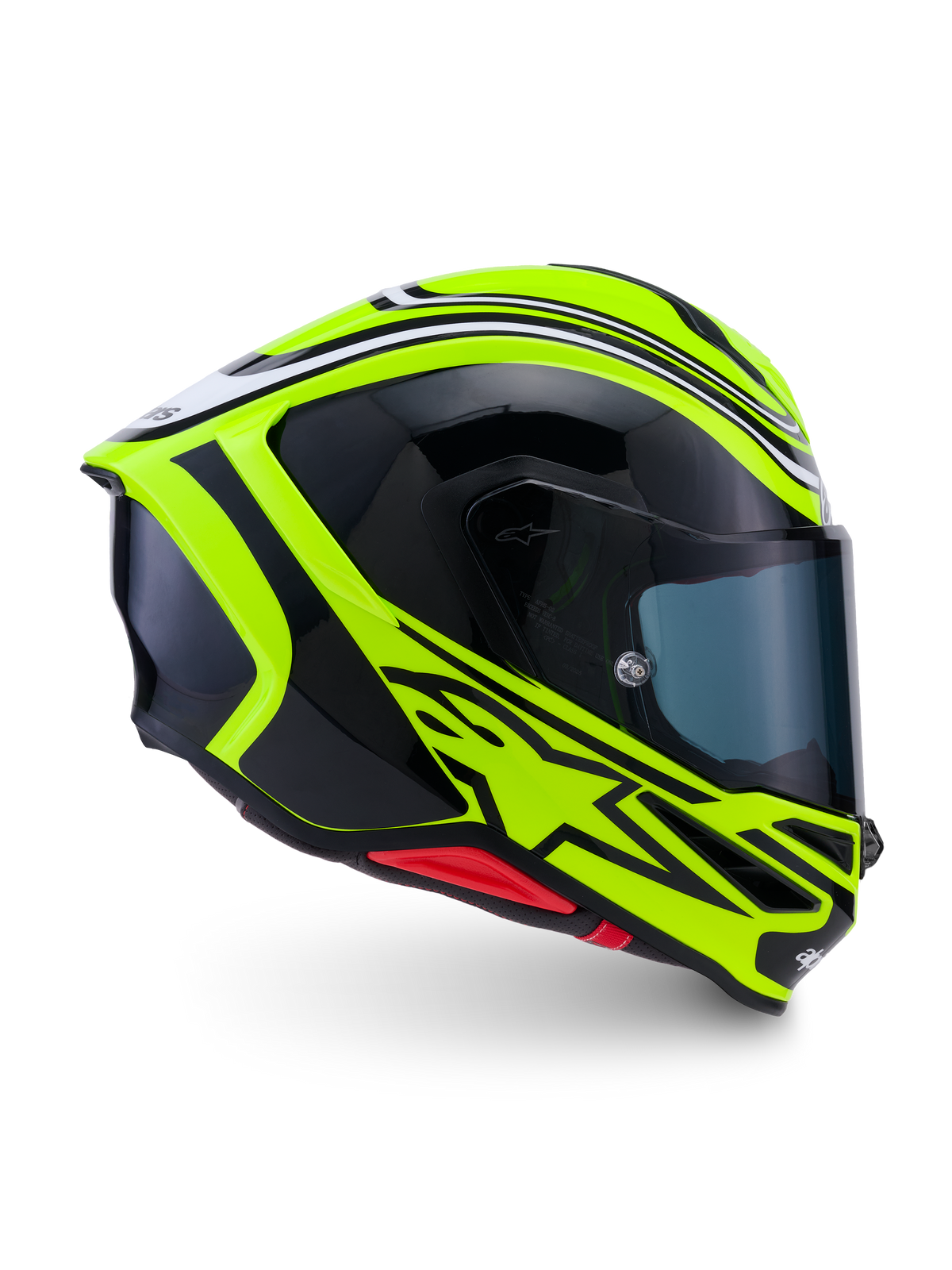 Alpinestars Casco S-R7 Zeal ECE 22.06, casco integrale da moto racing, giallo fluo, nero e bianco, costruzione in carbonio