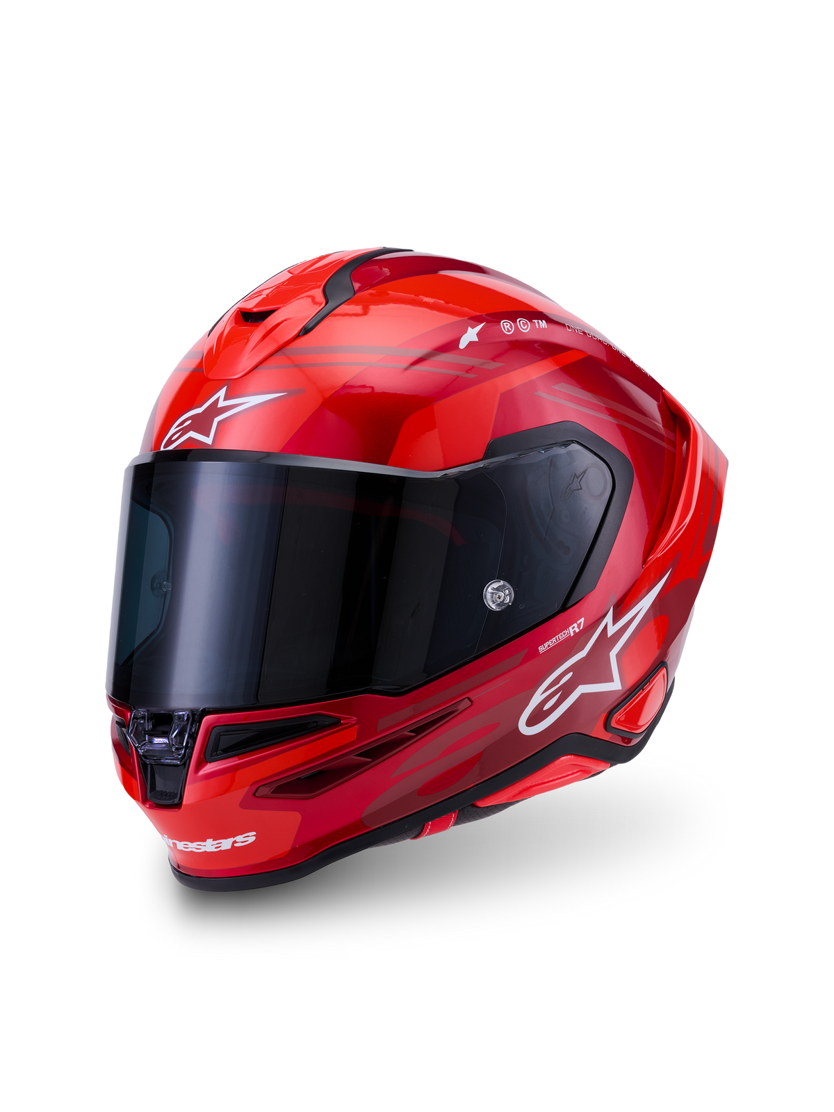 Casco S-R7 A-Core ECE 22.06, casco integrale da moto racing, rosso e bianco lucido, costruzione in composito di carbonio