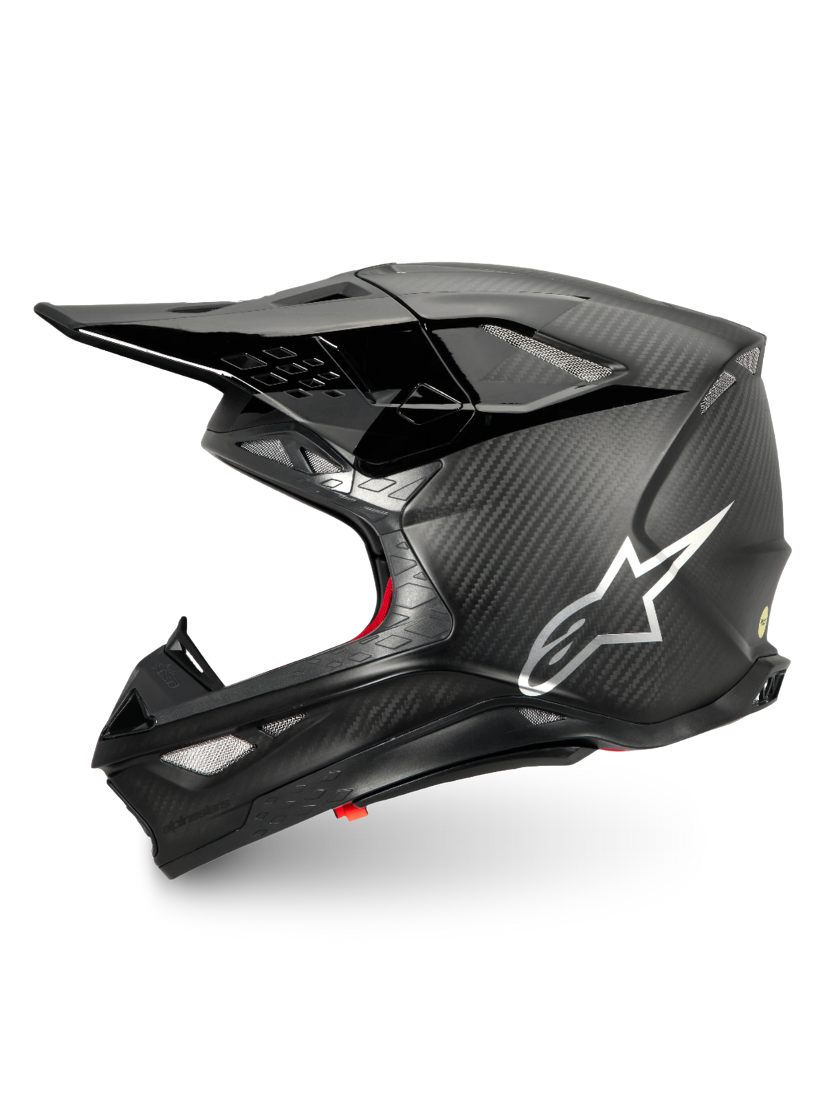 Alpinestars casco Supertech M10 Fame ECE 22.06, casco da motocross unisex, nero carbonio e argento, fibra di carbonio 3K.