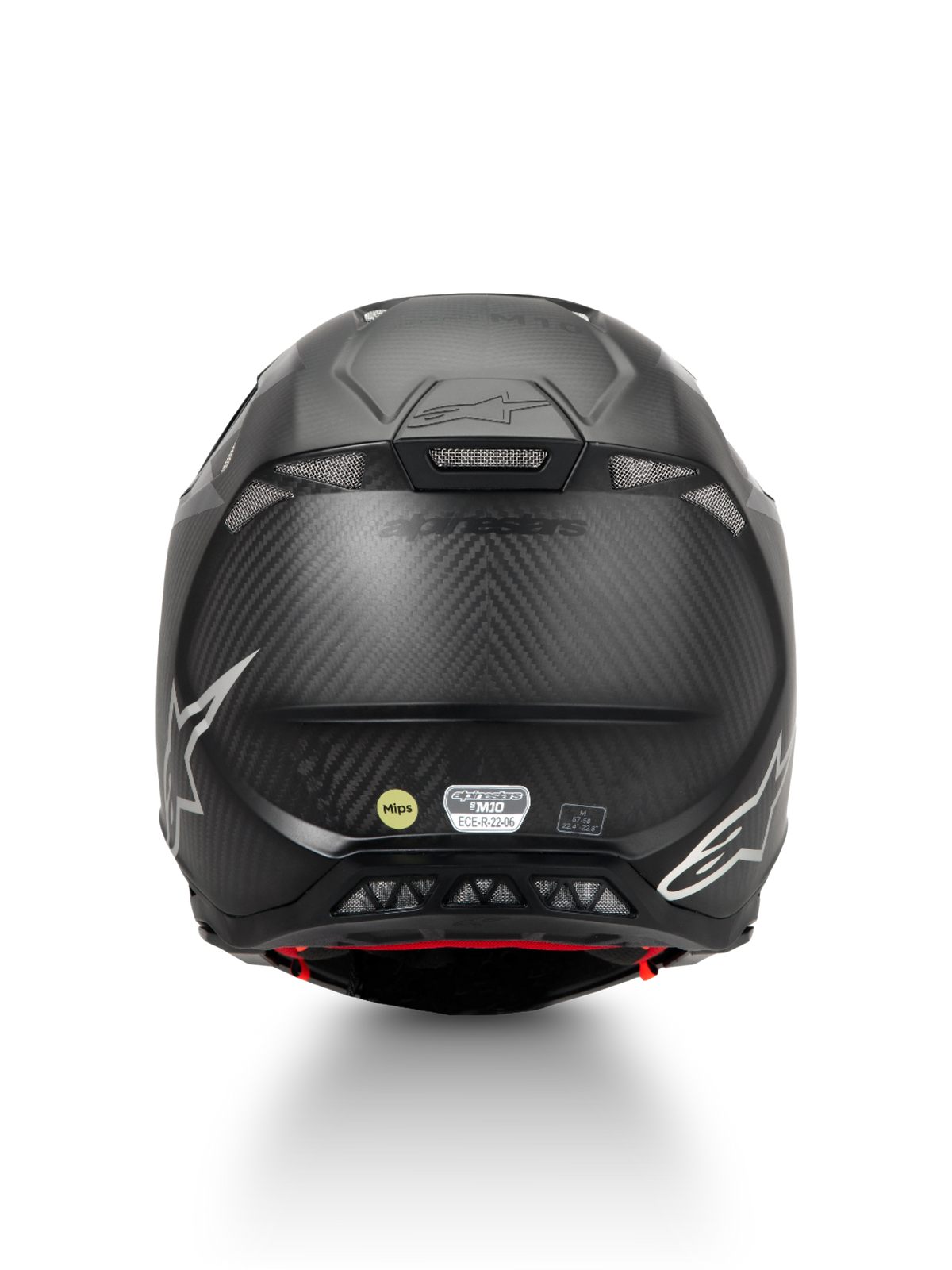 Alpinestars casco Supertech M10 Fame, casco motocross in carbonio nero opaco, protezione MIPS, vista posteriore