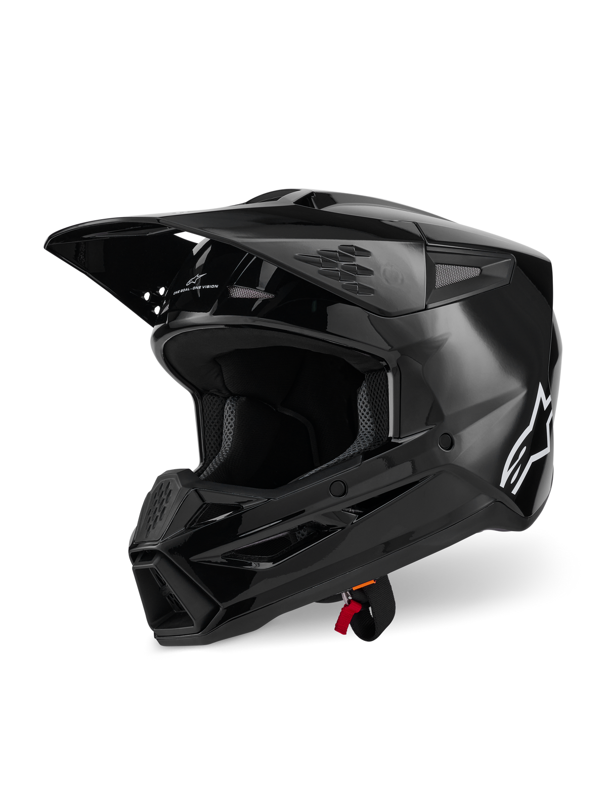 Alpinestars S-M3 Solid Helmet ECE 22.06, casco da motocross, nero lucido, con calotta termo-iniettata, visiera regolabile e molteplici prese d'aria, design aerodinamico per corse off-road