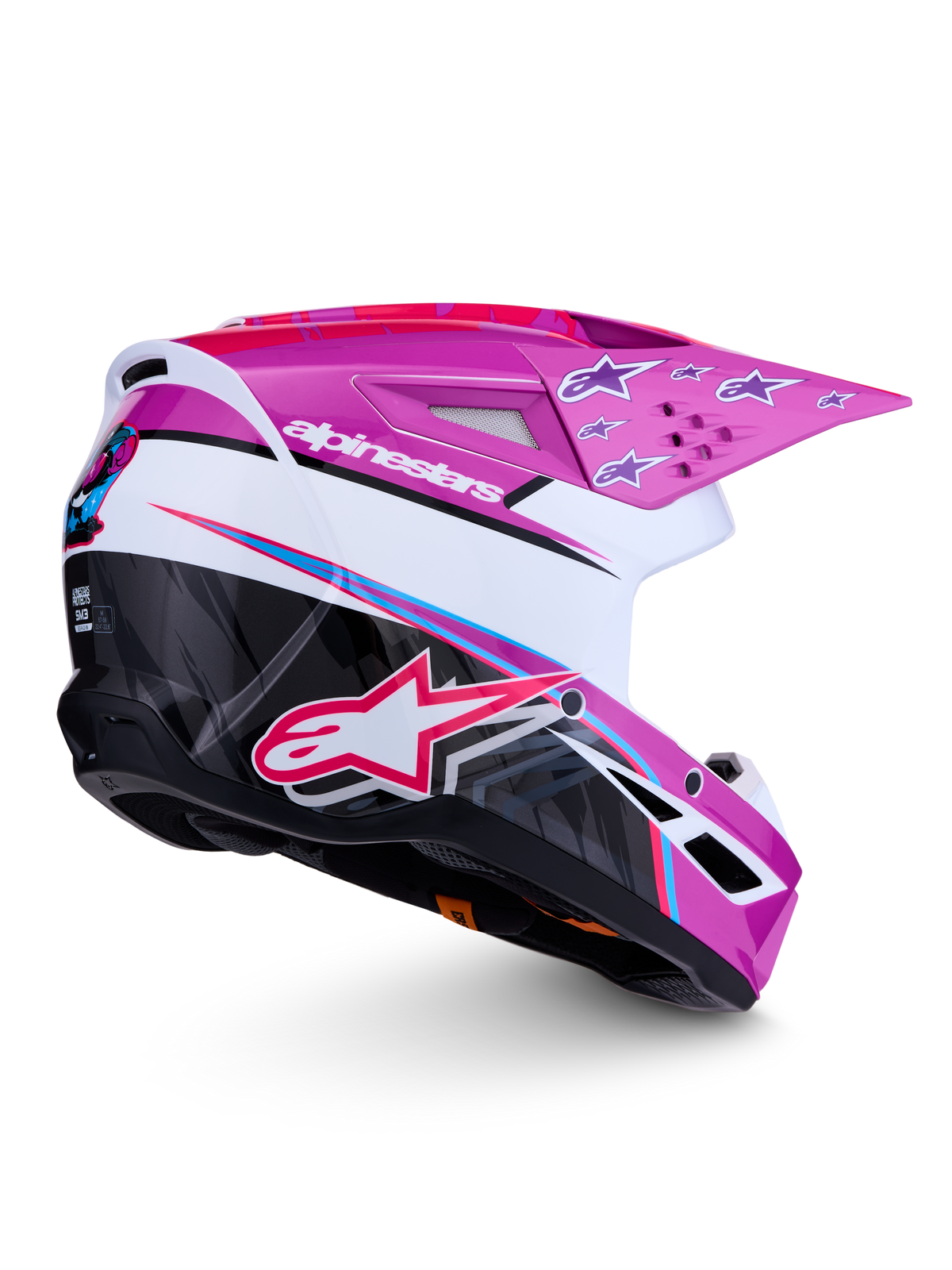 Alpinestars Casco SM3 Falcon ECE06, casco da motocross viola e bianco con dettagli neri e finitura lucida, certificato ECE