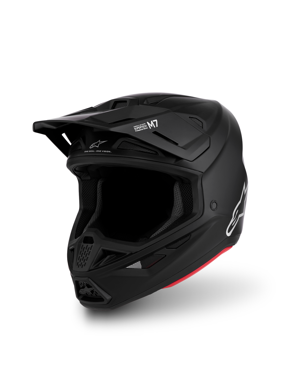 Alpinestars casco S-M7 Solid ECE06, casco da motocross nero opaco unisex, calotta aerodinamica con prese d'aria e visiera, certificato ECE 22.06 per off-road
