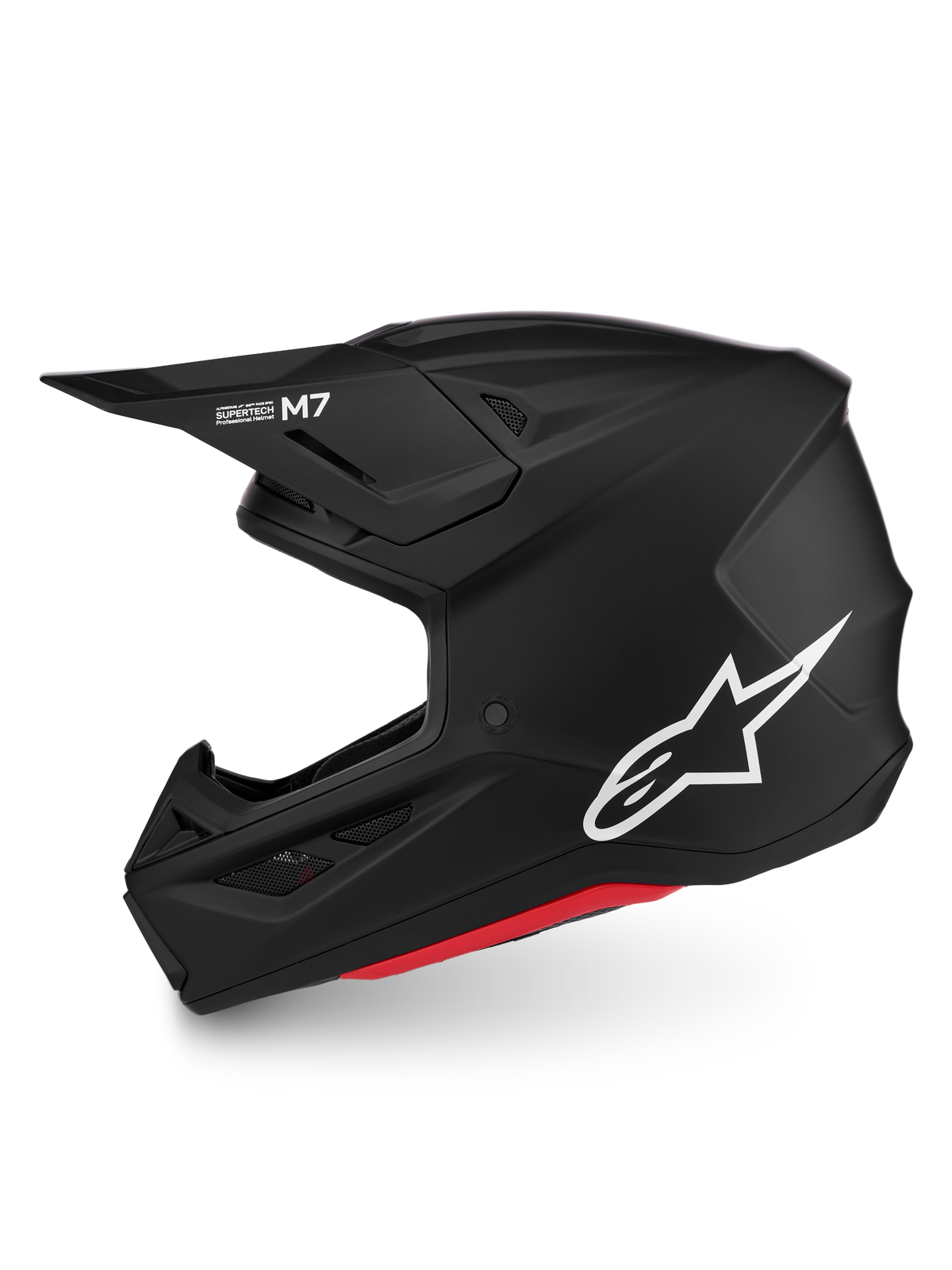 Alpinestars casco S-M7 Solid ECE06, casco motocross nero opaco con logo bianco e calotta aerodinamica, certificato ECE 22.06