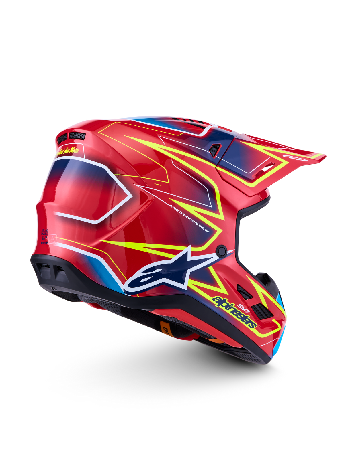 Alpinestars casco S-M7 Cast ECE06, casco da motocross racing rosso e giallo fluo, certificato ECE 22.06 per gare off-road