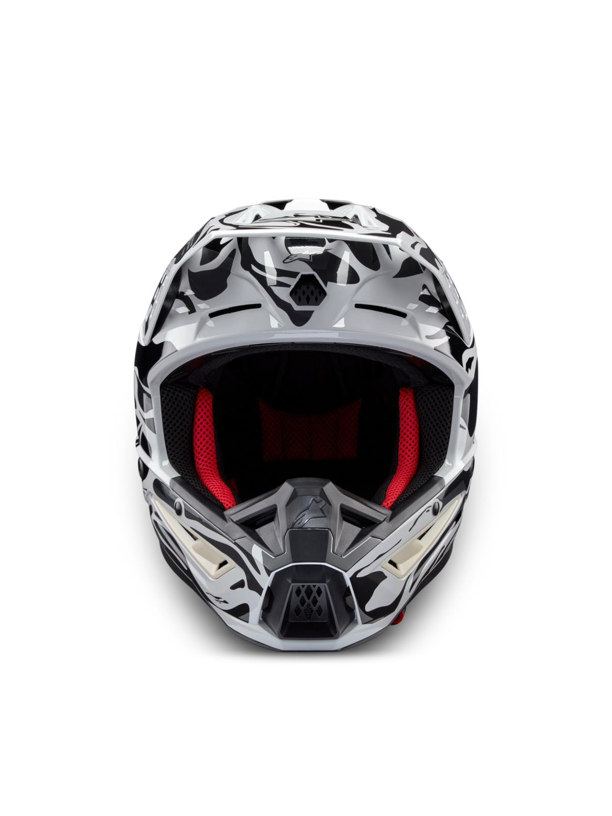 Alpinestars Casco S-M5 Mineral ECE 22.06, casco da motocross grigio e nero con interno rosso