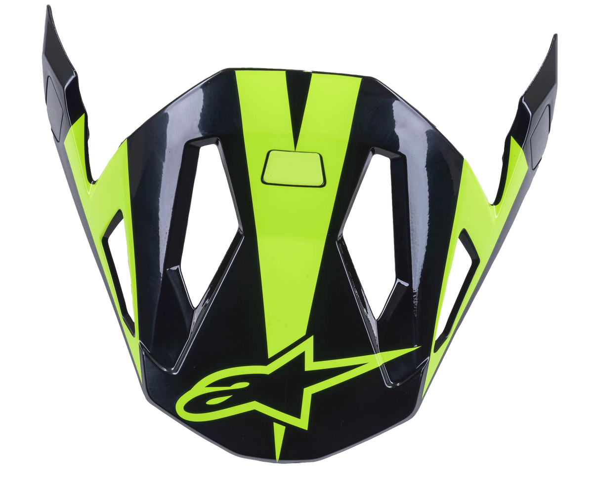 Alpinestars Missile Visor, accessorio per casco MTB, nero e giallo fluo lucido, design aerodinamico con tagli per il flusso d'aria, finitura lucida con logo a stella giallo neon