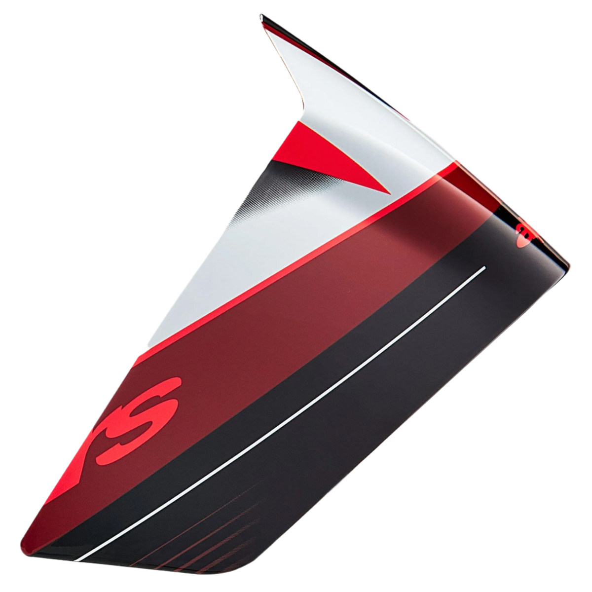 Alpinestars Supertech R10 Team Race Spoiler, accessorio per casco, nero carbonio, rosso e bianco lucido, parte di ricambio aerodinamica con grafiche angolari e profilo snello