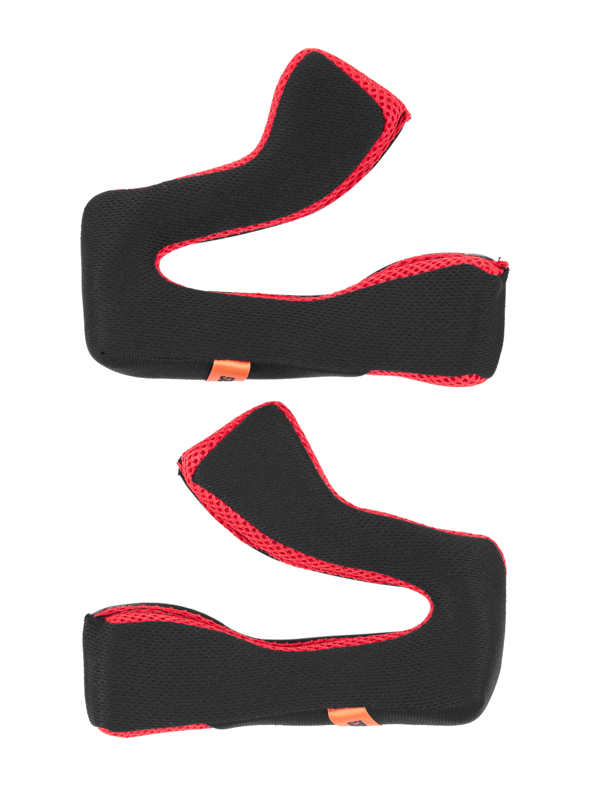 Alpinestars S-M5 22.06 Regular Cheek Pad Set, set di imbottiture di ricambio per casco, nero e rosso, struttura in morbida schiuma imbottita con finiture in tessuto a rete rosso, etichette arancioni con logo, accessori per casco da moto