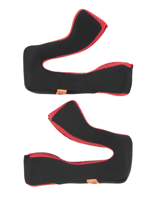 Alpinestars Set di guanciali S-M5 +5 mm, imbottitura interna di ricambio per casco, tessuto nero con bordi in rete rossa, design ergonomico curvo, accessorio per casco da motocross e guida fuoristrada
