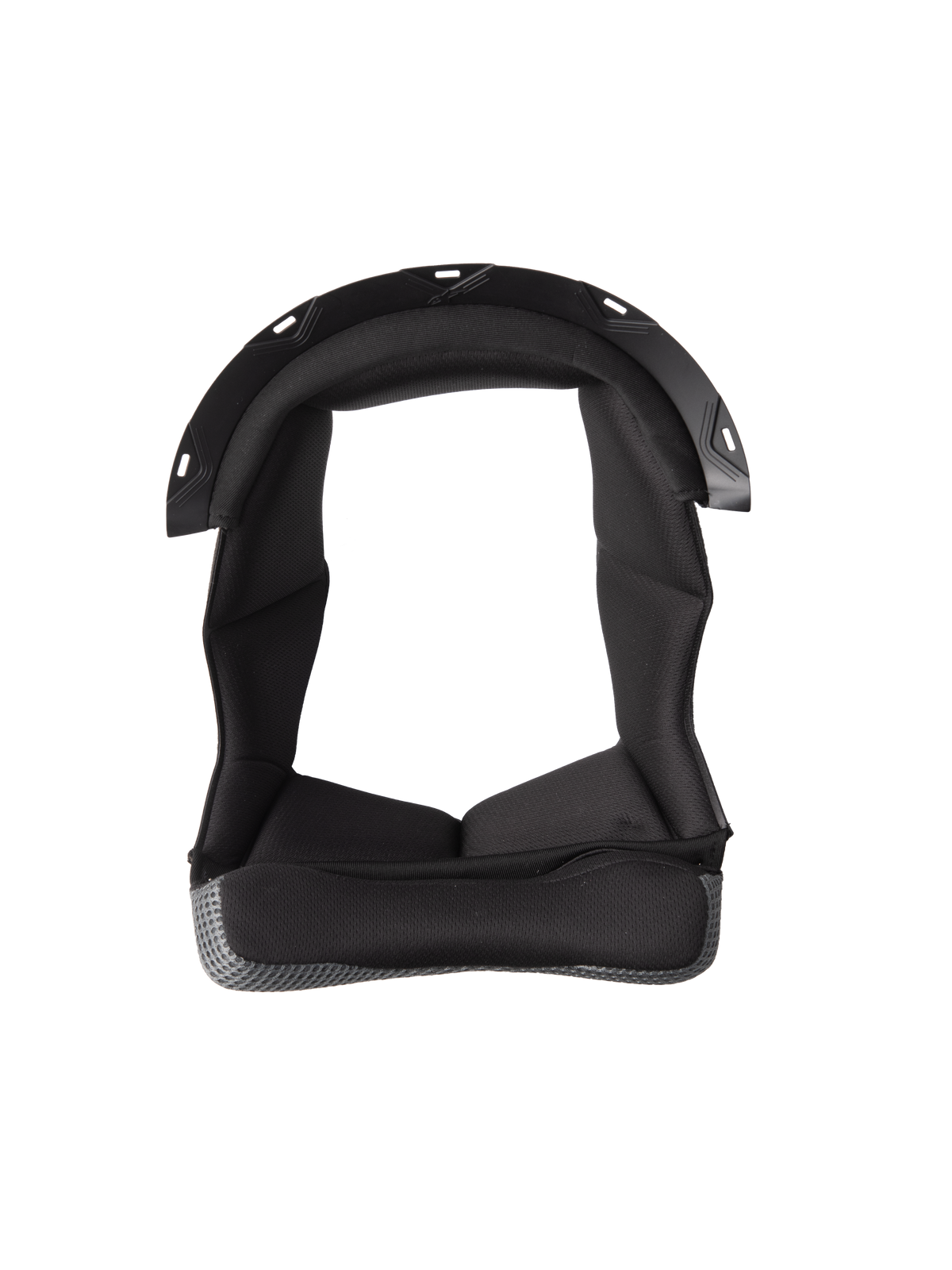 Alpinestars S-M7 Crown Pad, imbottitura interna nera per casco con design a U, interno imbottito in tessuto strutturato, bordo in mesh grigio, punti di fissaggio a scatto in plastica, imbottitura per comfort e protezione del casco da moto