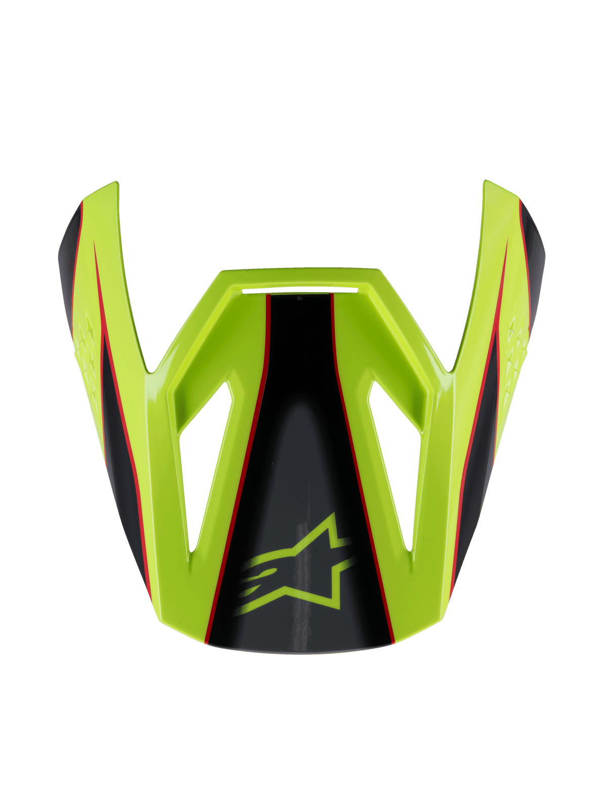 Alpinestars S-M3 Youth Fray Visor, visiera per casco da motocross, rosso, giallo fluo e nero con finitura lucida, design angolare con logo stella Alpinestars, ricambio ufficiale per caschi da corsa per ragazzi