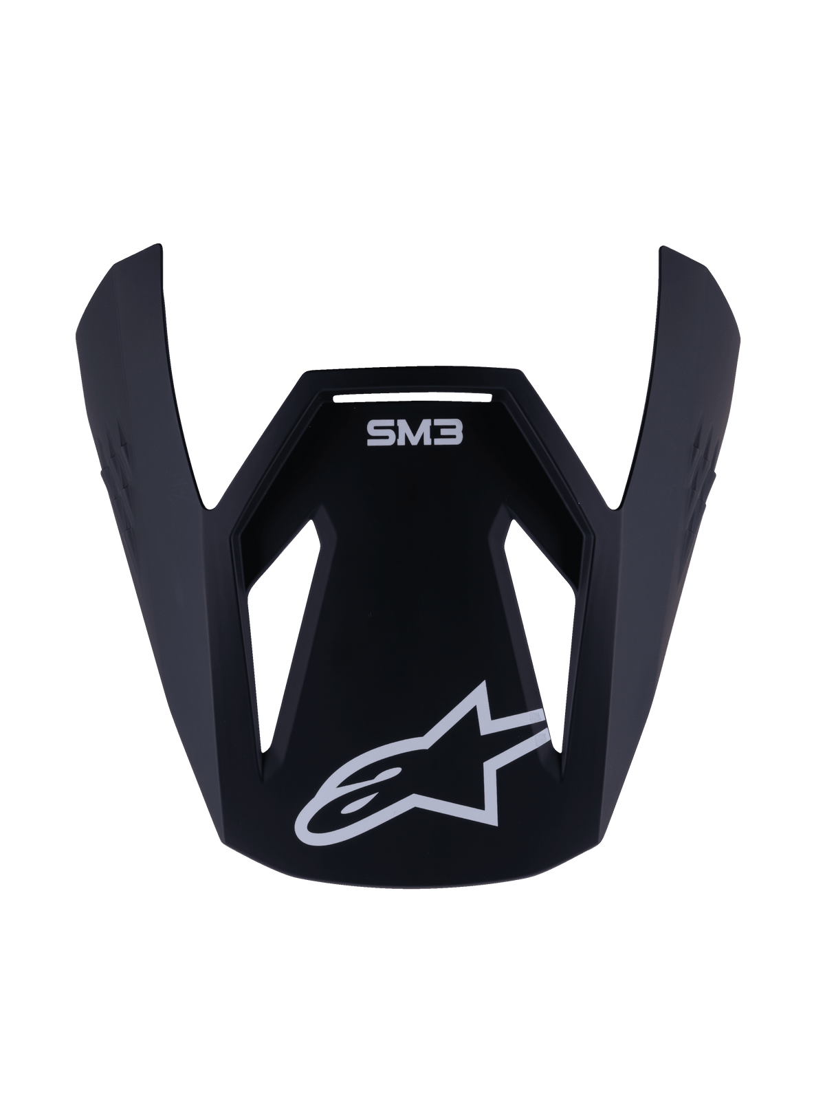 Alpinestars S-M3 Youth Solid Visor, visiera di ricambio per casco motocross per ragazzi, nero opaco con logo stella e scritta SM3 bianchi, accessorio in plastica resistente per corse fuoristrada