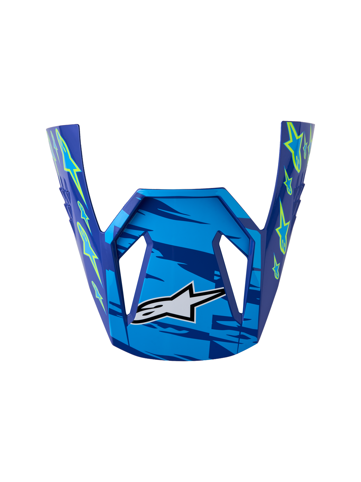 Alpinestars SM3 Youth Falcon Visor, blue and yellow fluo motocross helmet accessory with a glossy finish.