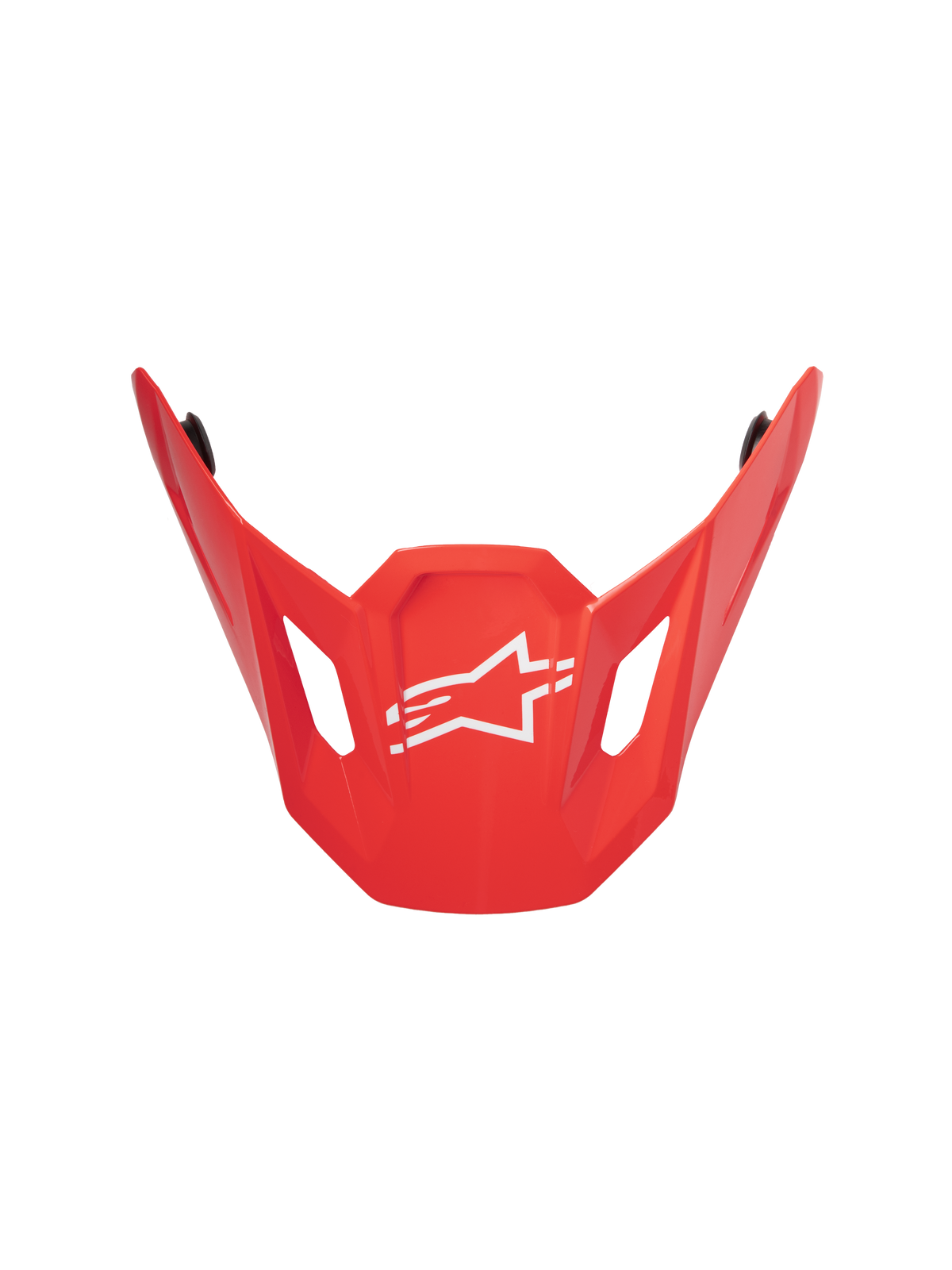 Alpinestars S-M7 Core ECE06 Visor, rosso lucido, visiera di ricambio per casco da motocross, caratterizzata da un design aerodinamico angolare con logo Alpinestars a stella bianco centrale, aperture di ventilazione laterali e una finitura lucida resistente.