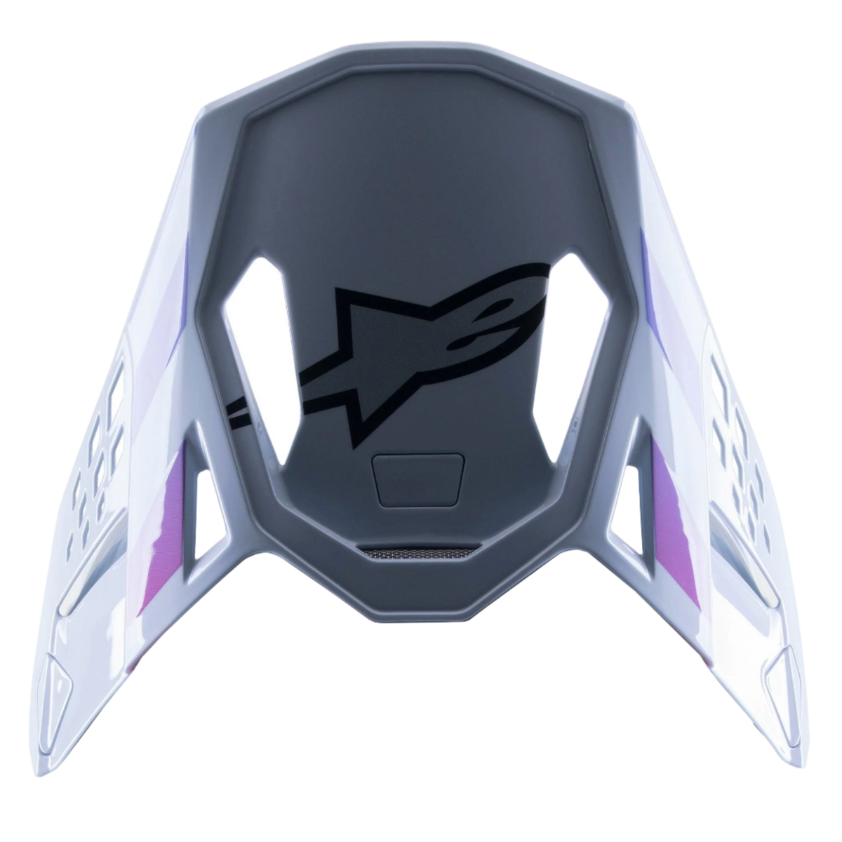 Alpinestars Supertech M10 Daytona 23 LE Visor, frontino di ricambio per casco da motocross, grigio Haze Gray con accenti arancione fluo e rodamina, design aerodinamico con sistema di aggancio a scatto e logo Alpinestars nero nella parte inferiore