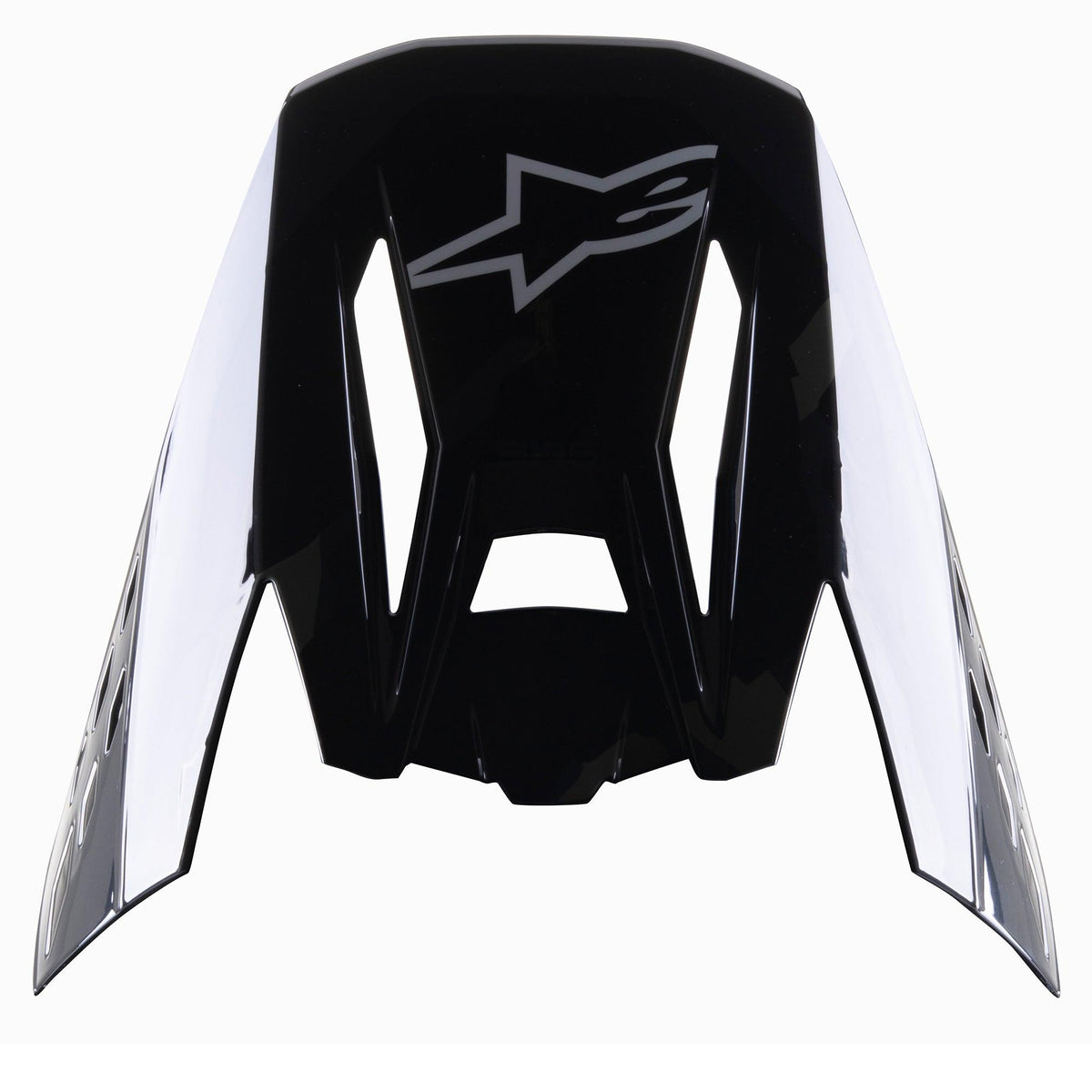 Alpinestars S-M5 Rover Visor, visiera di ricambio per casco motocross, nero antracite camo lucido, con logo Alpinestars grigio, design angolare con accenti camouflage laterali, accessorio di ricambio per caschi da corsa fuoristrada