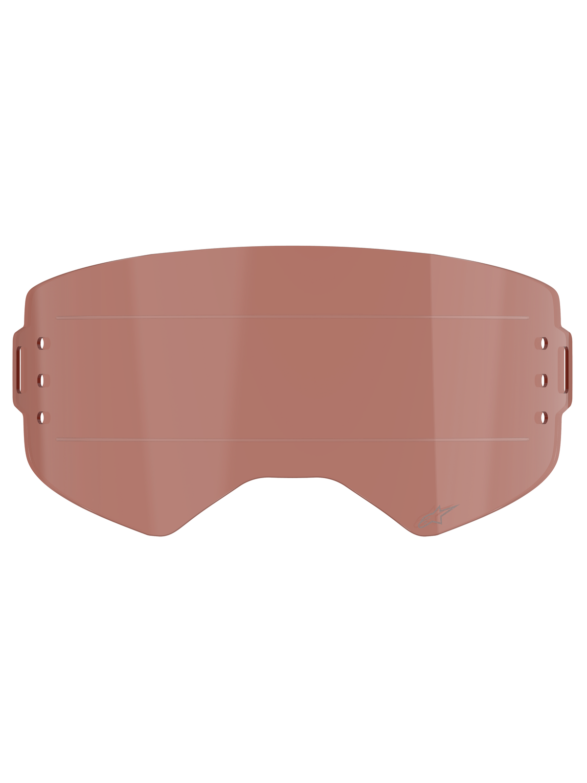 Lente Alpinestars Supertech Wide Vision Roll-Off, accessorio per maschera, tinta Copper Rose, con linee di scorrimento orizzontali e punti di montaggio laterali, in policarbonato resistente agli urti per motocross e off-road