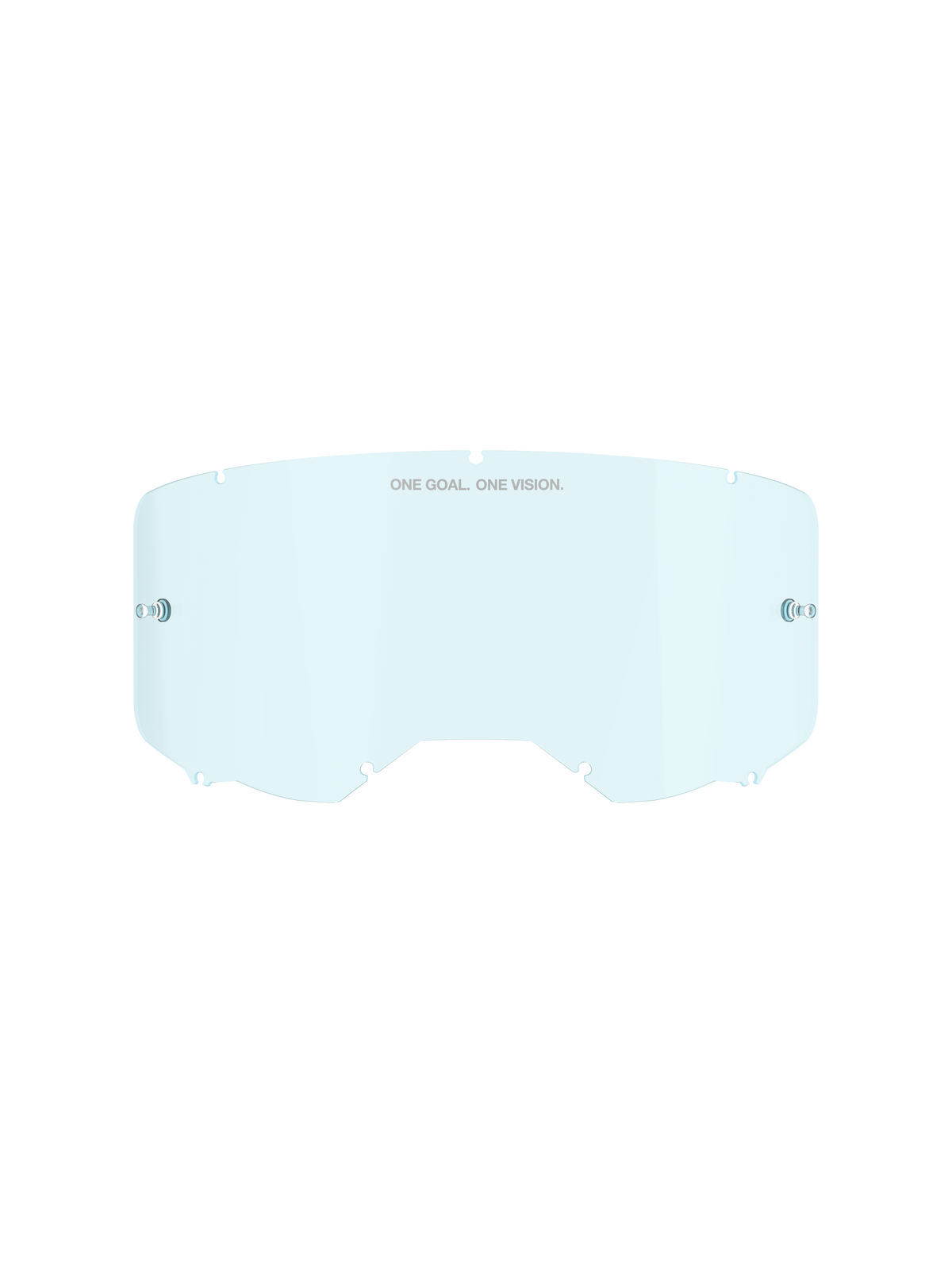 Alpinestars Vision 8-5-3 Smoke Lens, lente di ricambio per maschera, tonalità azzurra semi-trasparente, struttura in policarbonato, design curvo con scritta "ONE GOAL. ONE VISION.", punti di attacco per tear-off