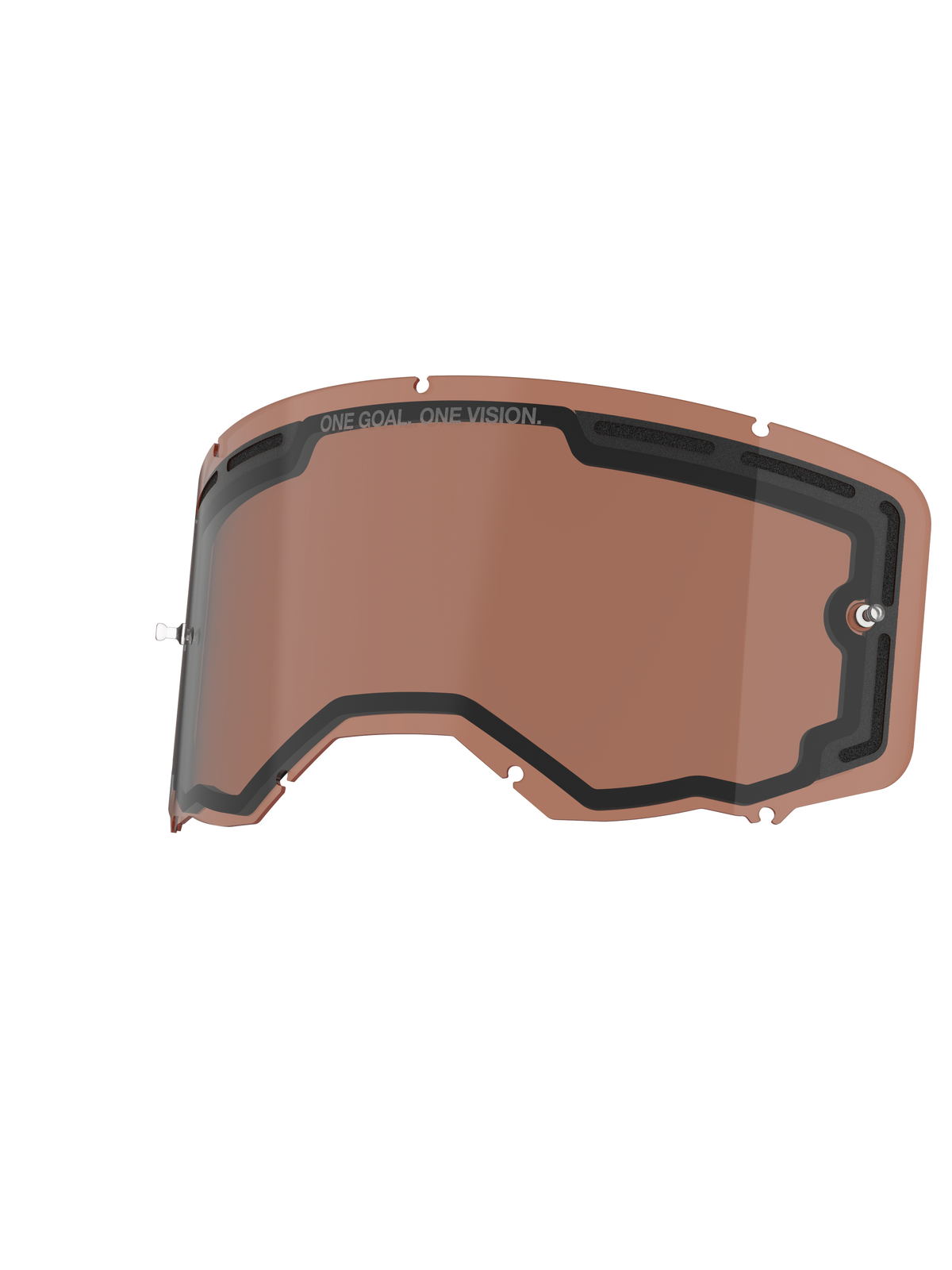 Alpinestars Vision 8-5-3 Dual Pane Lens, lente di ricambio per maschera, Copper Rose, design ventilato a doppio strato con guarnizione nera, branding 'ONE GOAL. ONE VISION.' e perni tear-off integrati, policarbonato resistente per prestazioni off-road.