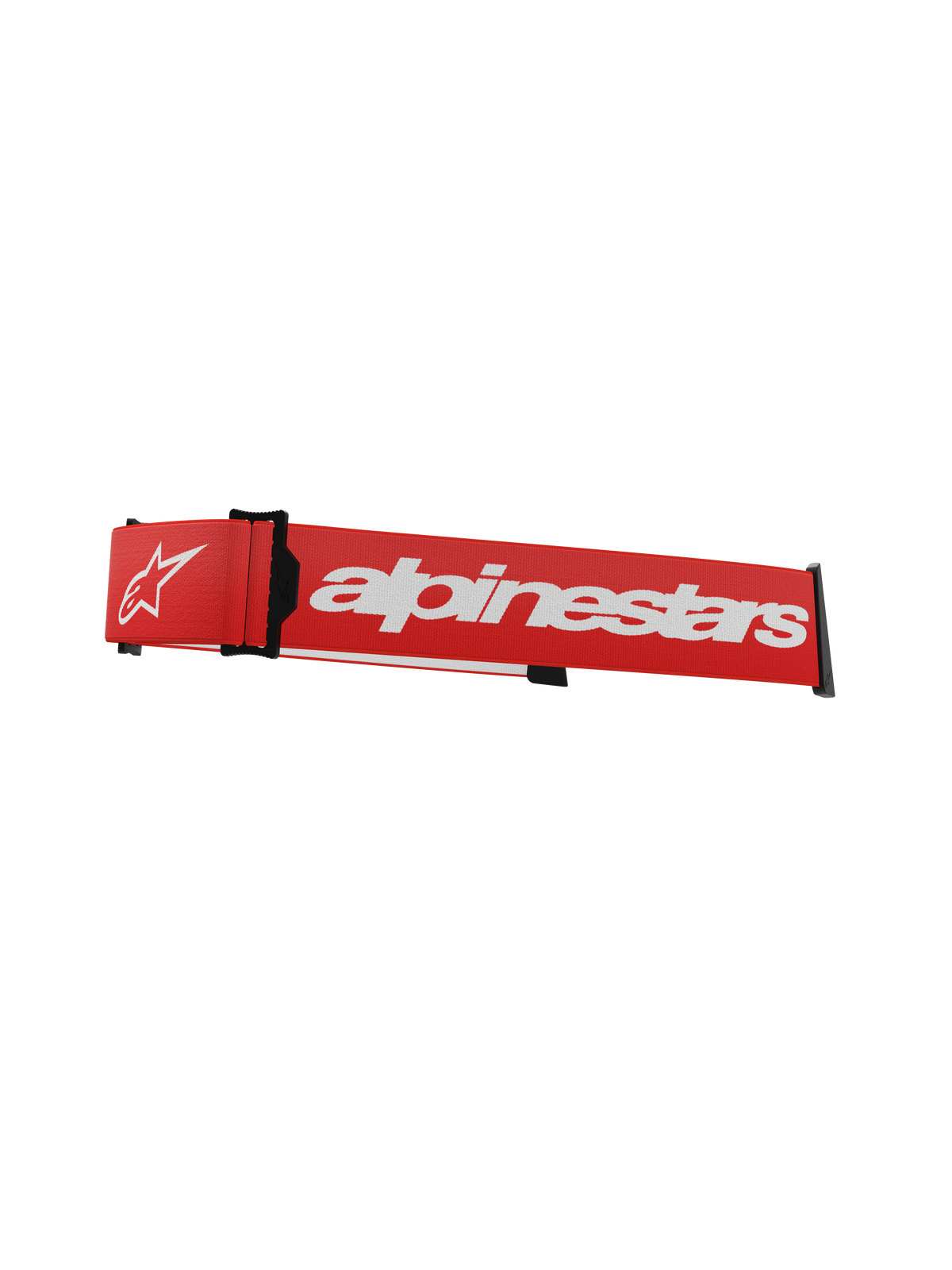 Alpinestars Supertech Goggles Strap, rosso e bianco, fascia di ricambio per maschera da motocross con logo bianco in evidenza, connettori a scatto neri e cuneo ISP integrato per il posizionamento sul casco