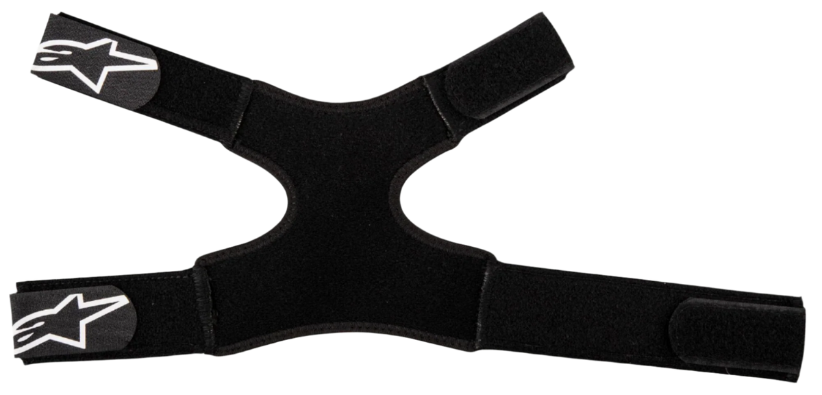 Alpinestars Fluid Dual Strap Kit, cinghie per protezione collo, nero, design in tessuto regolabile con quattro cinturini in velcro, loghi a stella Alpinestars bianchi sulle estremità, accessorio di fissaggio sicuro per attrezzatura protettiva da motocross