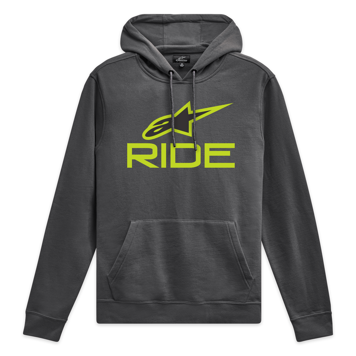 Alpinestars Felpa Con Cappuccio Ride V 3, felpa con cappuccio grigia e verde lime con logo Ride stampato sul petto, streetwear sportivo