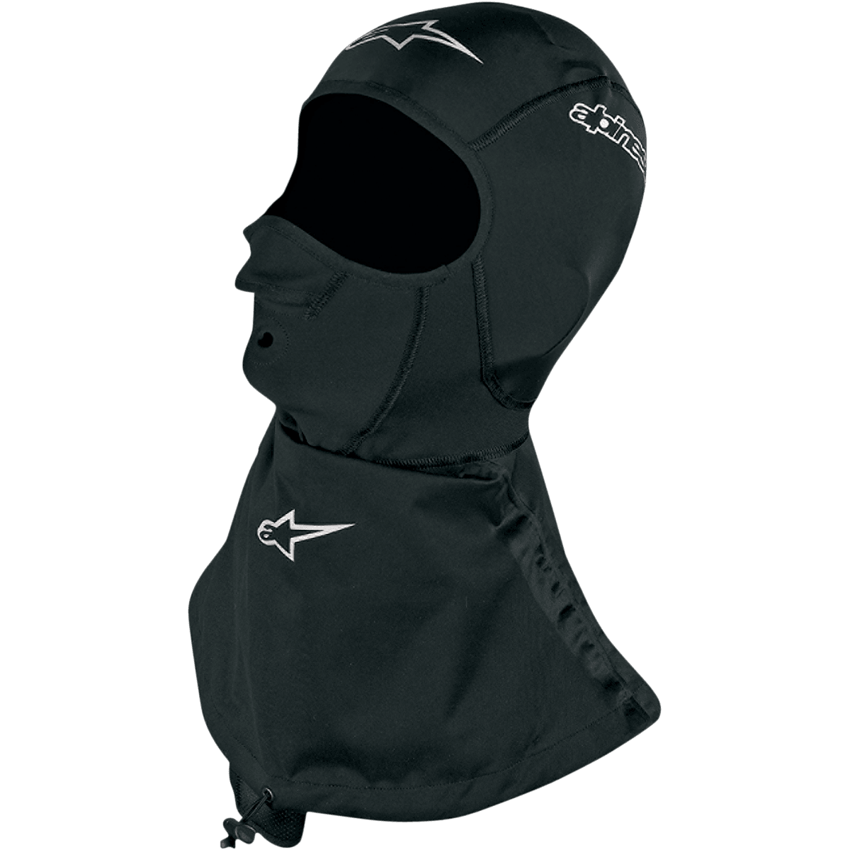 Passamontagna touring invernale Alpinestars, intimo tecnico da moto, unisex, nero con gonna impermeabile e loghi bianchi