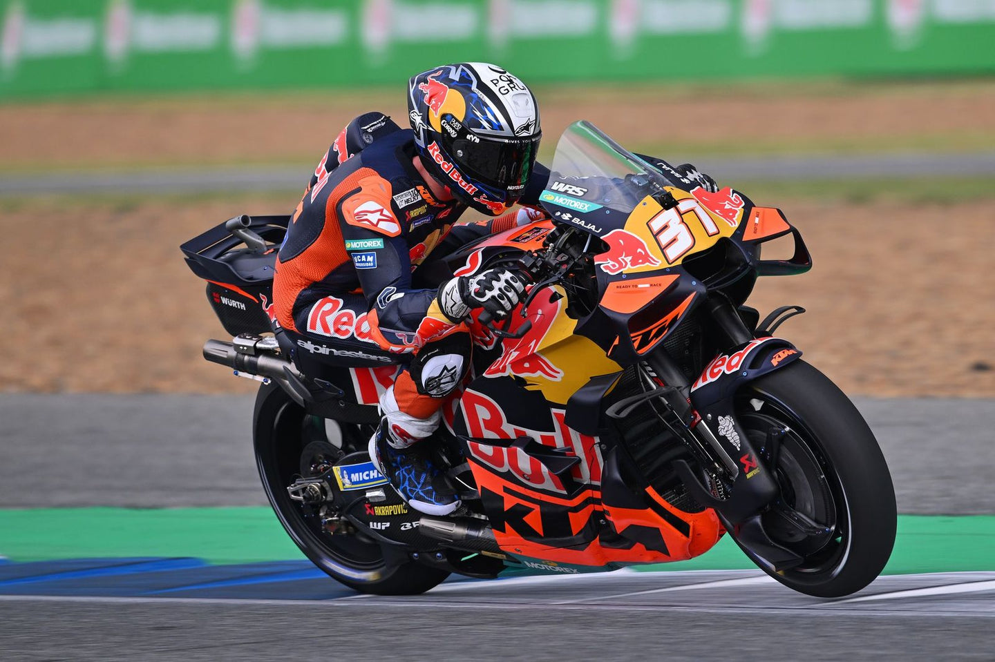 PEDRO ACOSTA AT THE SHARP END OF THE MOTOGP RACE ACTION IN GRAND PRIX OF THAILAND; RAUL FERNANDEZ THIRD