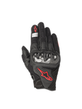 Alpinestars Guanti SMX-1 Air V2, guanti da moto road da uomo, neri e rosso fluo, in pelle e mesh con protezione nocche rigida in carbonio, certificati CE