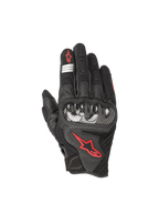 Alpinestars Guanti SMX-1 Air V2, guanti da moto road da uomo, neri e rosso fluo, in pelle e mesh con protezione nocche rigida in carbonio, certificati CE