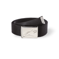 Alpinestars Ageless Web Belt, cintura in tessuto nero con fibbia in metallo argento cromato, logo stella in bassorilievo, fettuccia testurizzata, estremità con punta metallica e marchio, accessorio casual sportswear