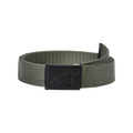 Alpinestars Ageless Web Belt, verde militare e nero, con cinturino in polipropilene intrecciato e fibbia a morsetto in metallo nero con logo a stella inciso, accessorio sportivo casual