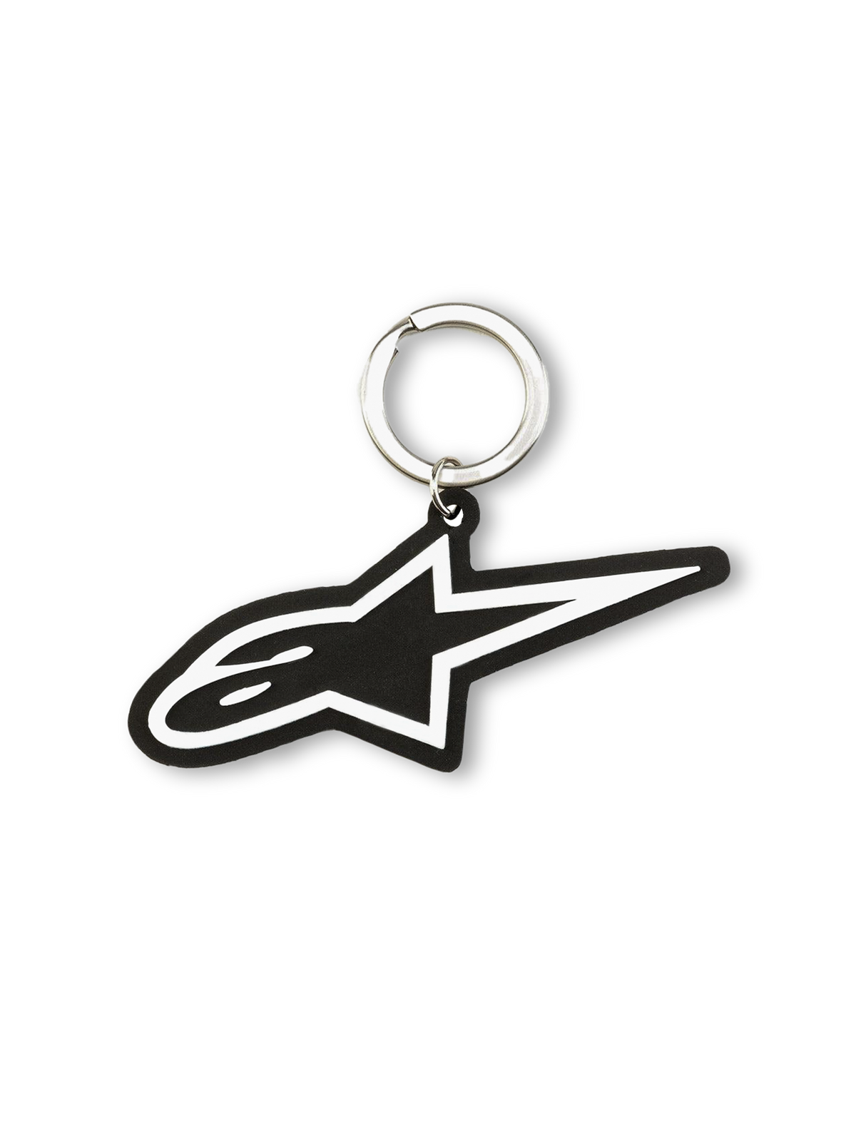 Alpinestars Portachiavi Ageless, portachiavi sportswear in gomma 3D con anello a scatto in metallo e logo Blaze, nero e bianco