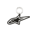 Alpinestars Ageless Key Fob, portachiavi in gomma 3D, design con logo Blaze nero e bianco, anello a scatto in metallo argentato, accessorio ispirato al motorsport