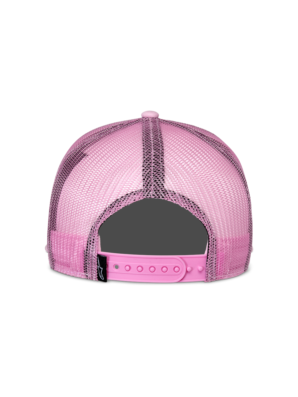 Alpinestars Cappello Corp Trucker, rosa, vista posteriore, con pannelli posteriori in rete rosa e chiusura snapback regolabile, copricapo casual ispirato al motorsport