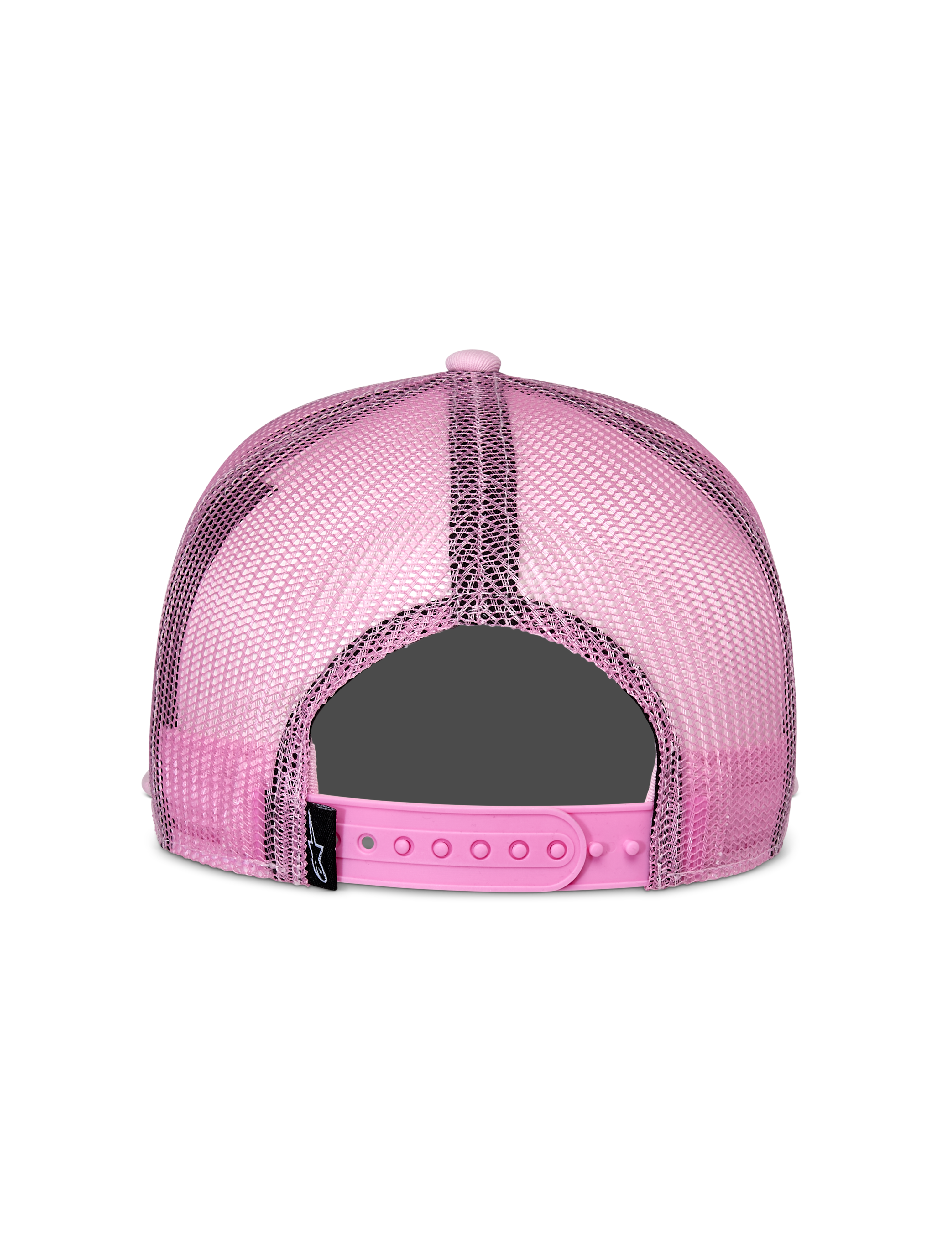 Alpinestars Cappello Corp Trucker, rosa, vista posteriore, con pannelli posteriori in rete rosa e chiusura snapback regolabile, copricapo casual ispirato al motorsport