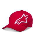 Cappello Alpinestars Corp Shift 2 con visiera curva, rosso, con grande logo bianco ricamato in 3D sul lato, corona strutturata e visiera curva, copricapo casual per il motorsport