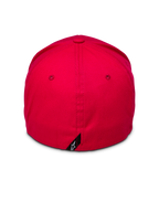 Alpinestars Corp Shift 2 Curved Brim, rosso, vista posteriore che mostra il design retro flessibile e la piccola etichetta nera con logo Alpinestars, corona strutturata in twill elasticizzato rosso, copricapo casual motorsport